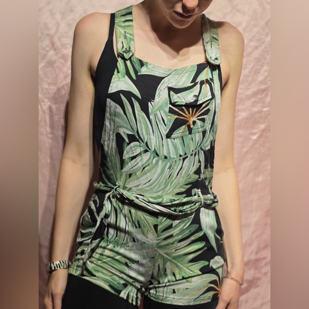 Tropical Leaf Print Jumpsuit
